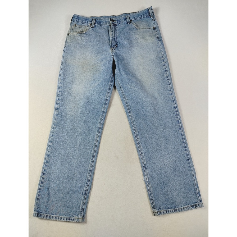 Carhartt Jeans Mens 40x32 Blue Traditional Fit Straight Denim Workwear B160 DST